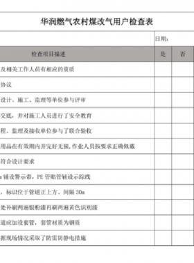 華潤(rùn)燃?xì)廪r(nóng)村煤改氣用戶(hù)檢查表