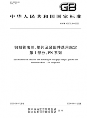 鋼制管法蘭、墊片及緊固件選用規(guī)定 第1部分：PN系列國標(biāo)/T 43079.1-2023